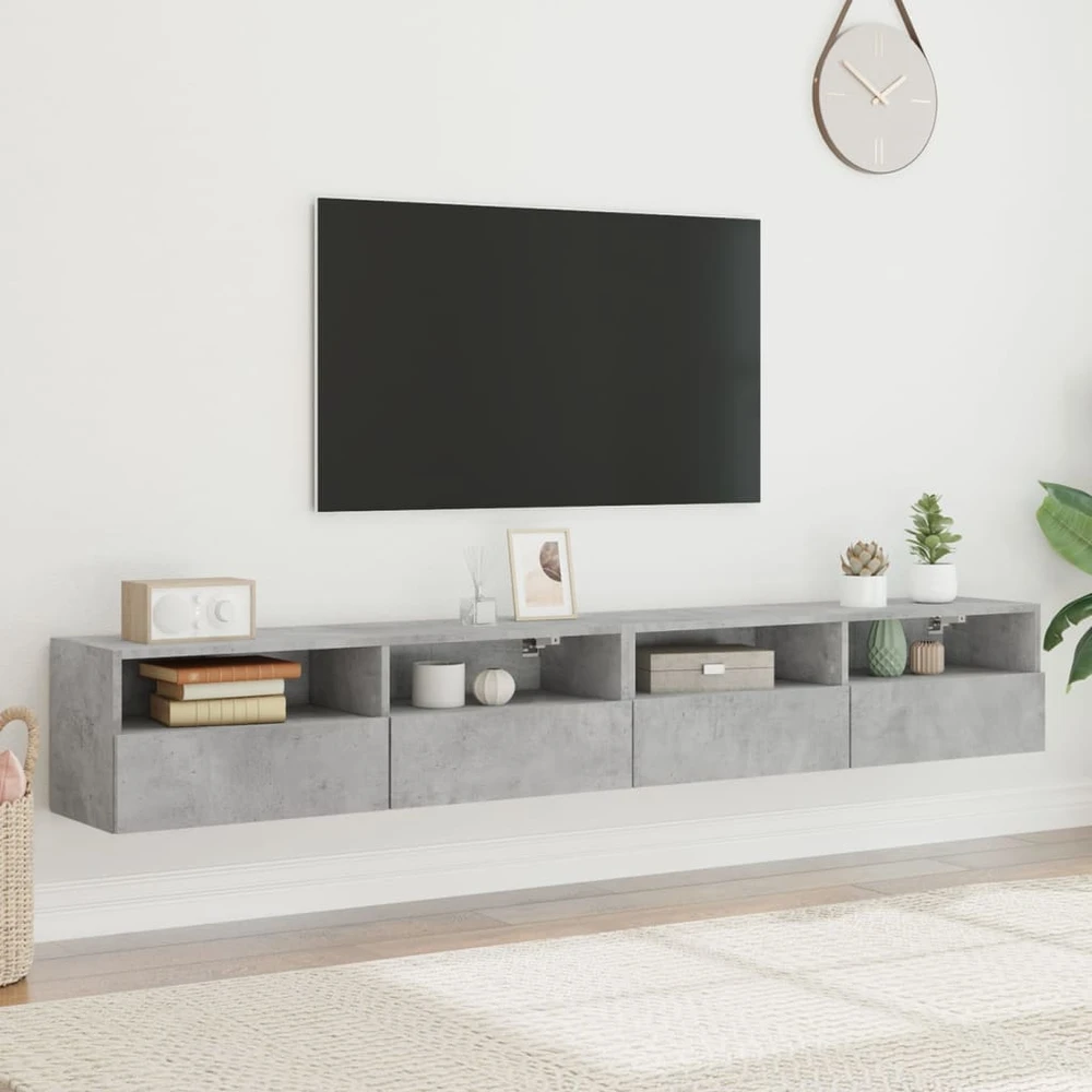 TV staliukas Sieninės TV spintelės, 2vnt., betono, 100x30x30cm, mediena