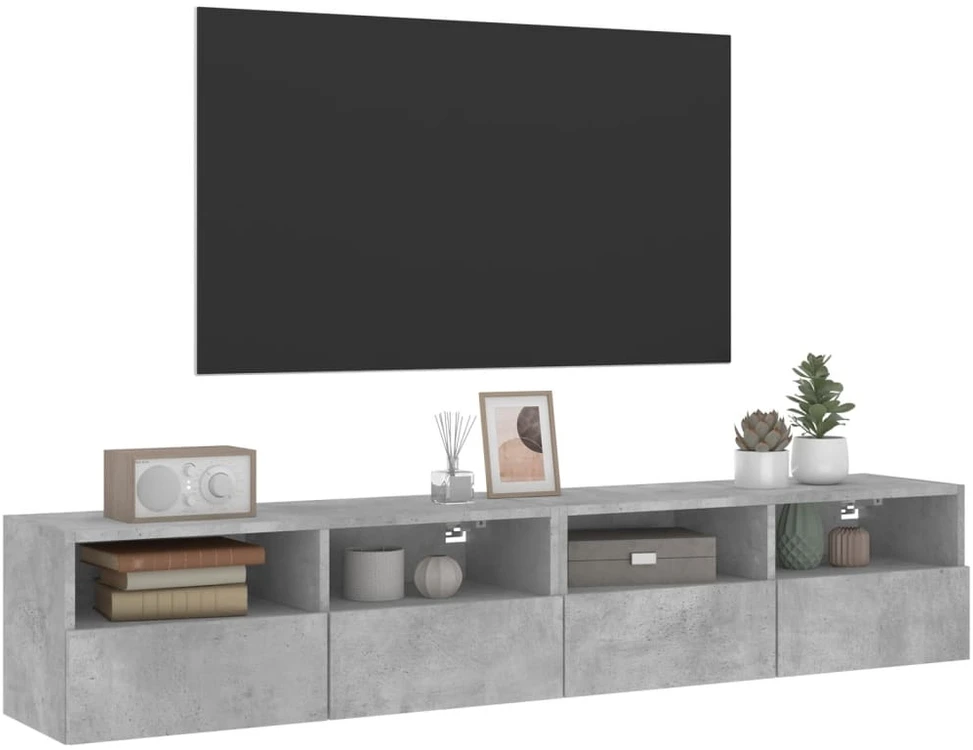 TV staliukas Sieninės TV spintelės, 2vnt., betono, 80x30x30cm, mediena