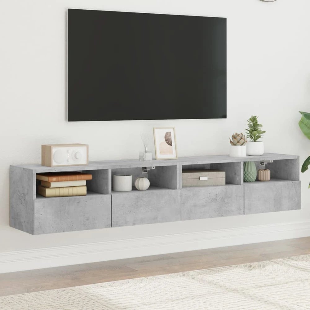 TV staliukas Sieninės TV spintelės, 2vnt., betono, 80x30x30cm, mediena