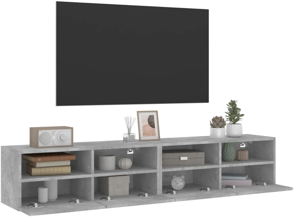 TV staliukas Sieninės TV spintelės, 2vnt., betono, 80x30x30cm, mediena