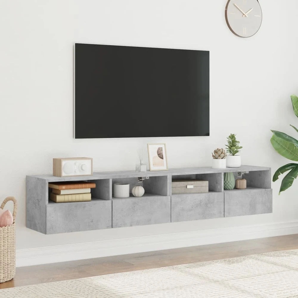 TV staliukas Sieninės TV spintelės, 2vnt., betono, 80x30x30cm, mediena