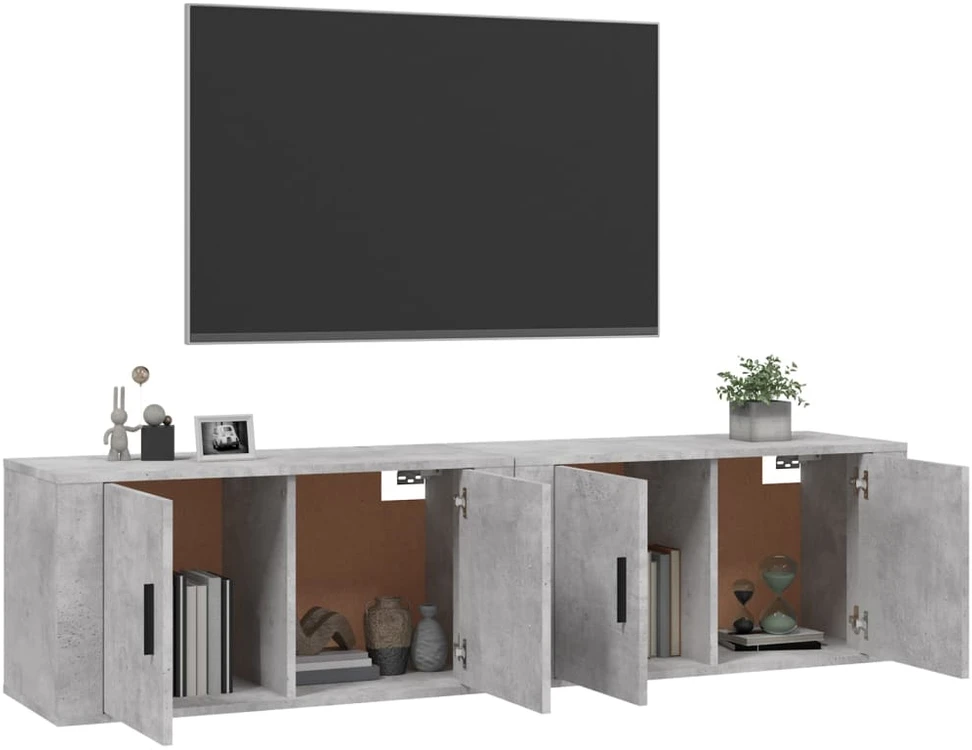 TV staliukas Sieninės TV spintelės, 2vnt., betono pilkos, 80x34,5x40cm