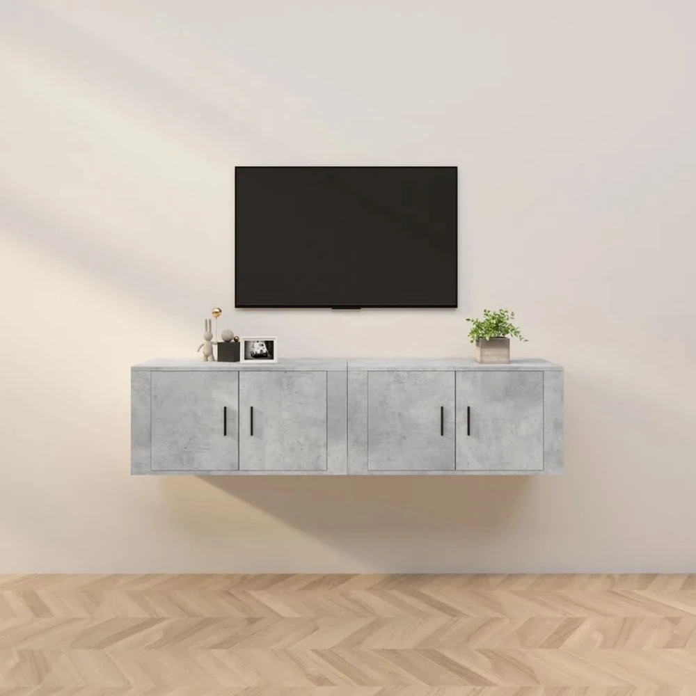 TV staliukas Sieninės TV spintelės, 2vnt., betono pilkos, 80x34,5x40cm