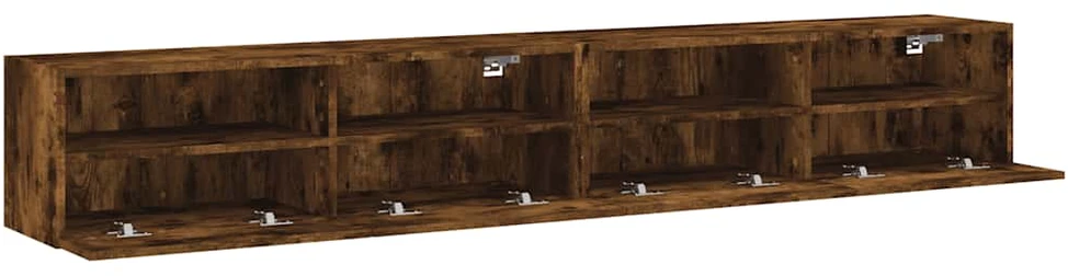 TV staliukas Sieninės TV spintelės, 2vnt., dūminės, 100x30x30cm, mediena