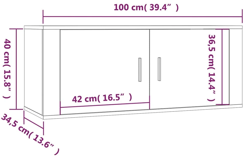 TV staliukas Sieninės TV spintelės, 2vnt., dūminio ąžuolo, 100x34,5x40cm