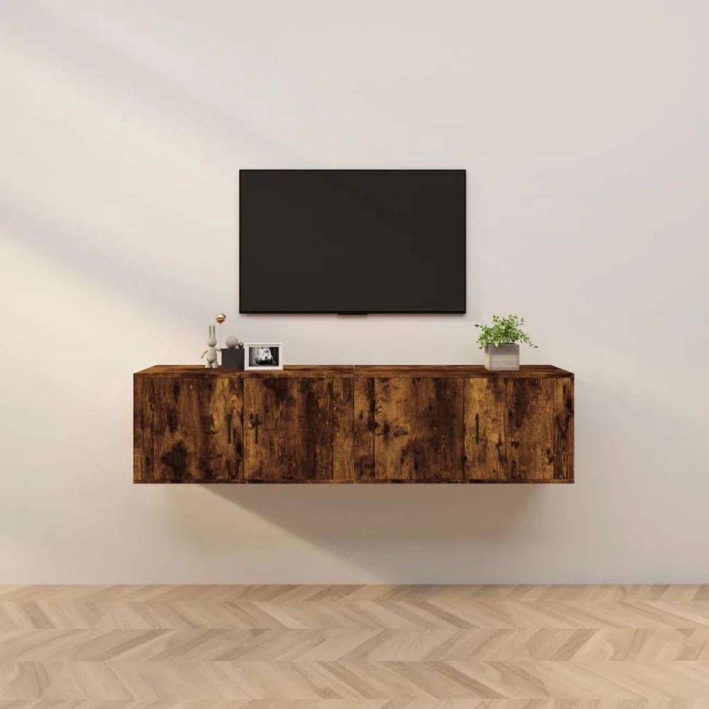 TV staliukas Sieninės TV spintelės, 2vnt., dūminio ąžuolo, 80x34,5x40cm