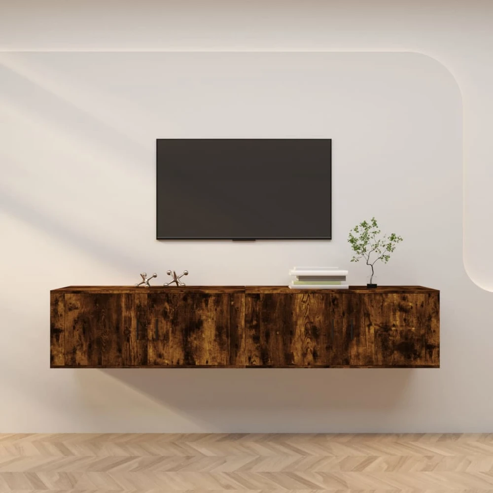TV staliukas Sieninės TV spintelės, 2vnt., dūminio ąžuolo, 100x34,5x40cm