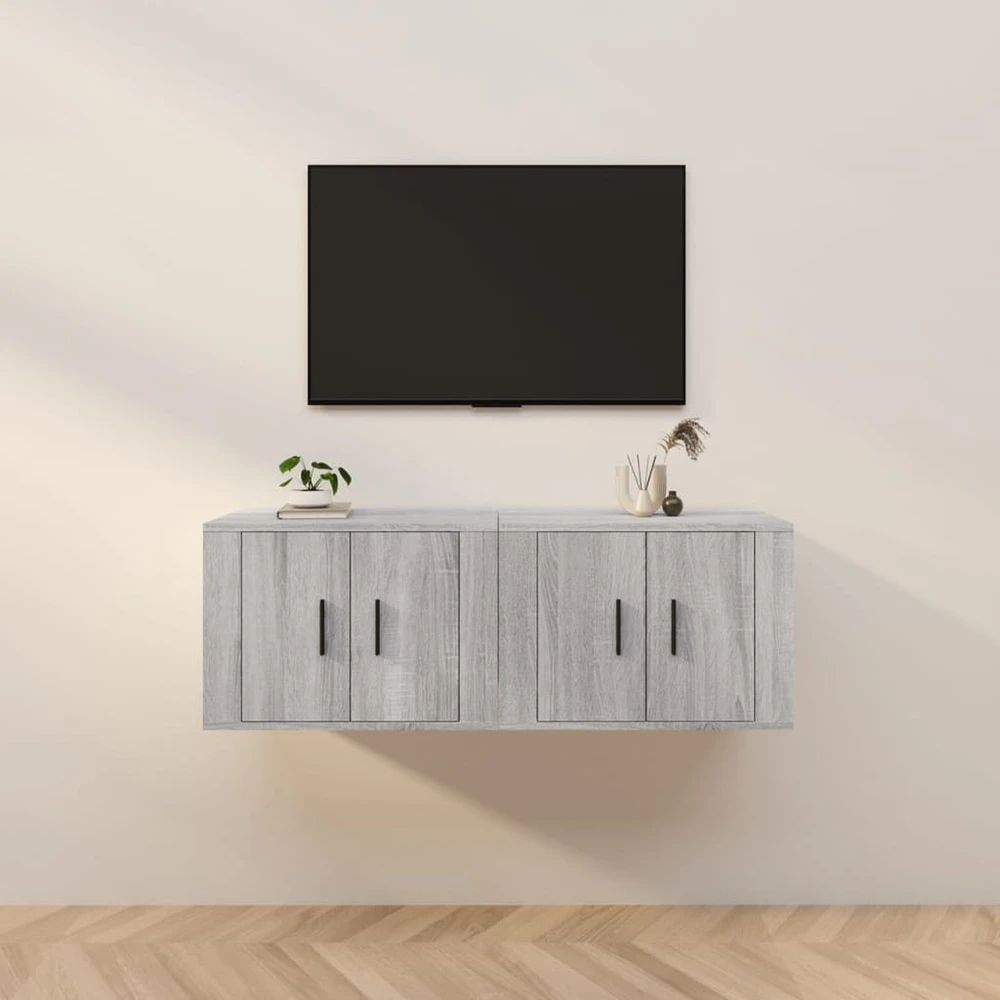 TV staliukas Sieninės TV spintelės, 2vnt., pilkos ąžuolo, 57x34,5x40cm