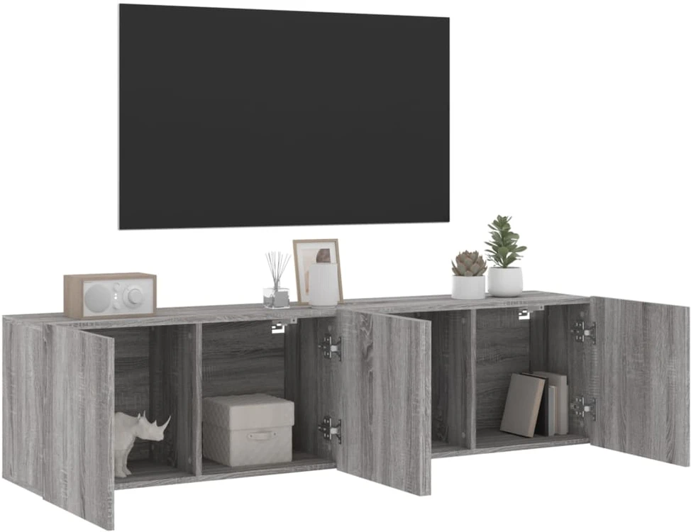 TV staliukas Sieninės TV spintelės, 2vnt., pilkos ąžuolo, 80x30x41cm