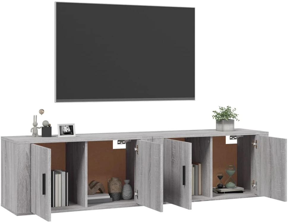 TV staliukas Sieninės TV spintelės, 2vnt., pilkos ąžuolo, 80x34,5x40cm