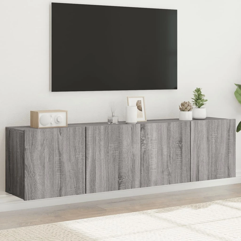 TV staliukas Sieninės TV spintelės, 2vnt., pilkos ąžuolo, 80x30x41cm