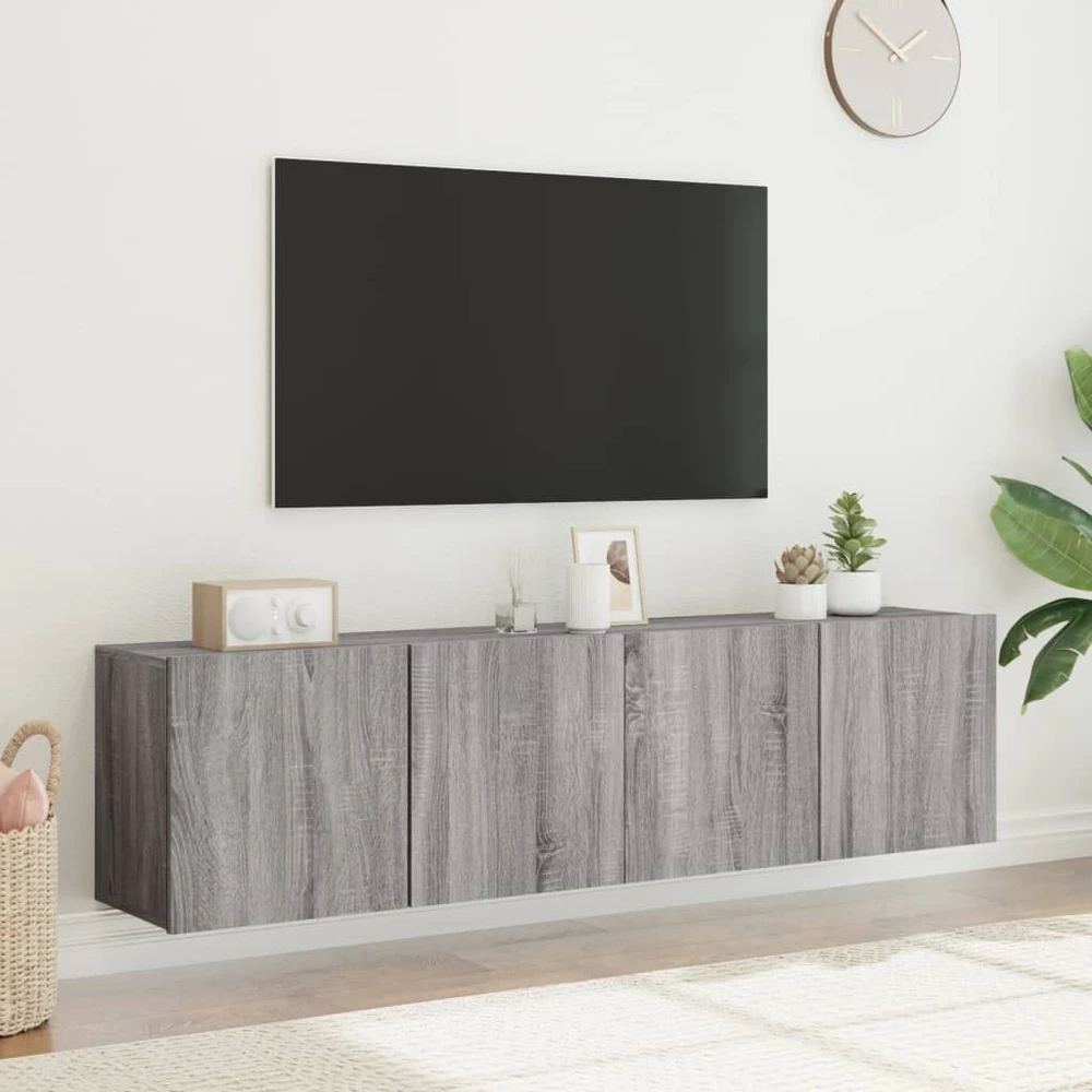 TV staliukas Sieninės TV spintelės, 2vnt., pilkos ąžuolo, 80x30x41cm