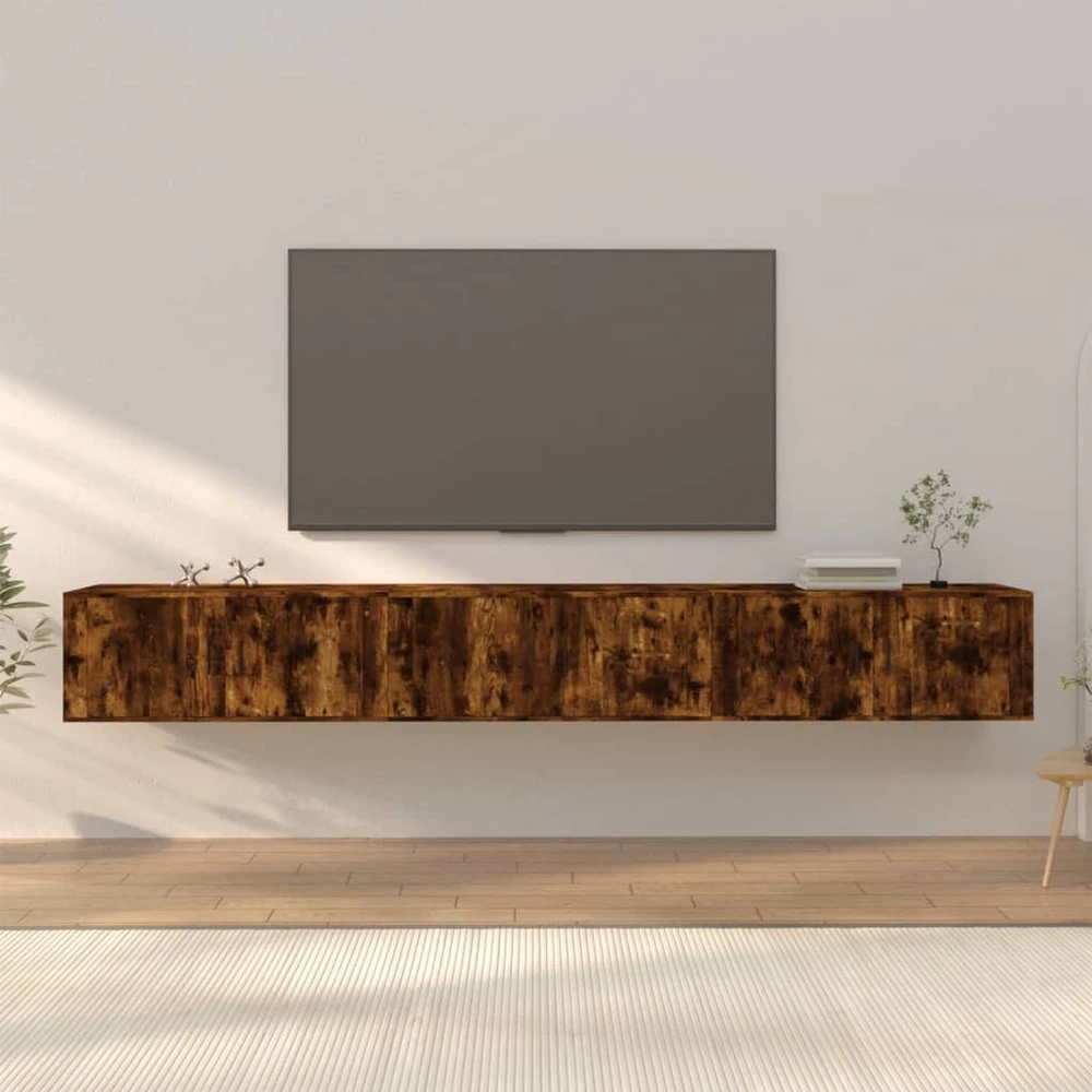 TV staliukas Sieninės TV spintelės, 3vnt., dūminio ąžuolo, 100x34,5x40cm