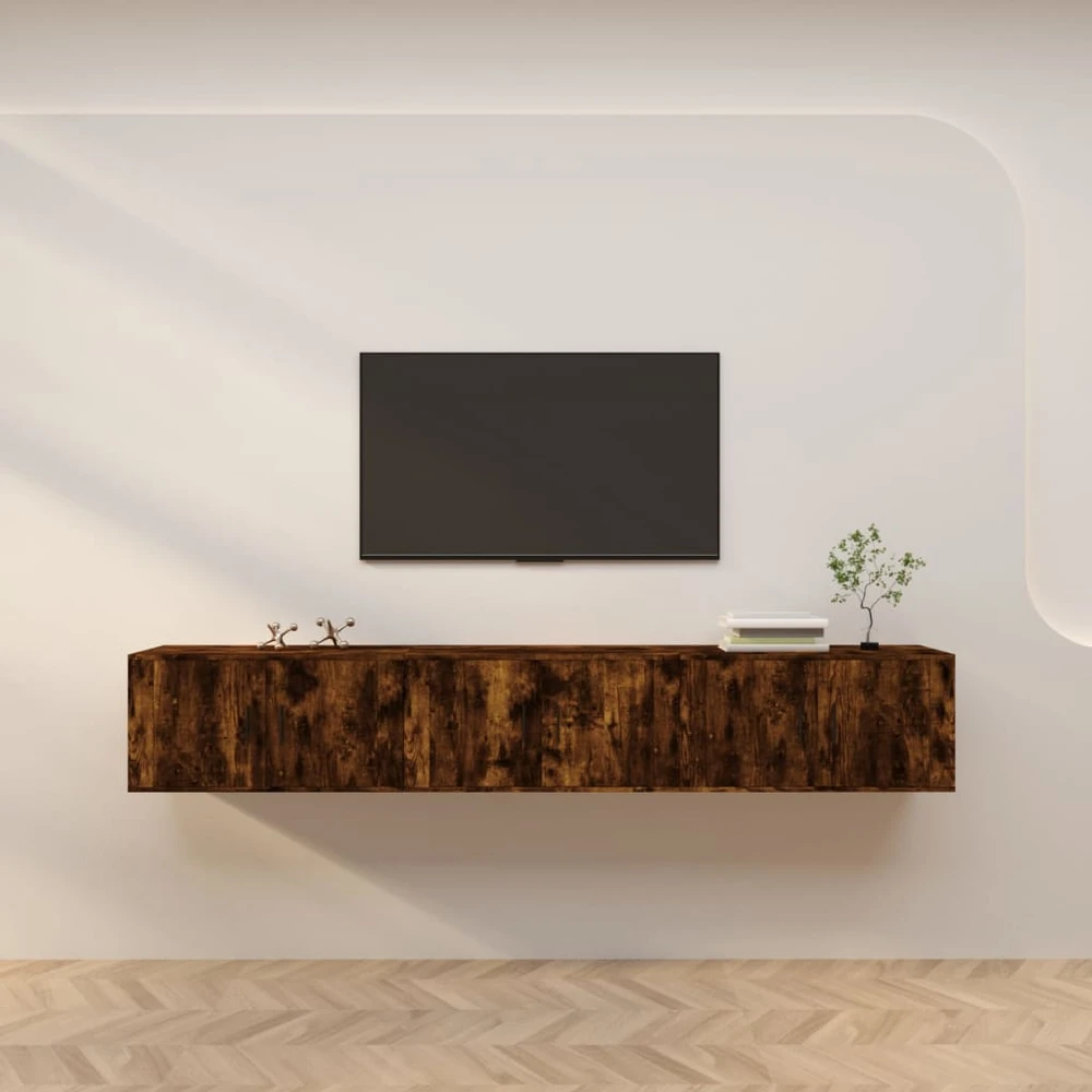 TV staliukas Sieninės TV spintelės, 3vnt., dūminio ąžuolo, 80x34,5x40cm