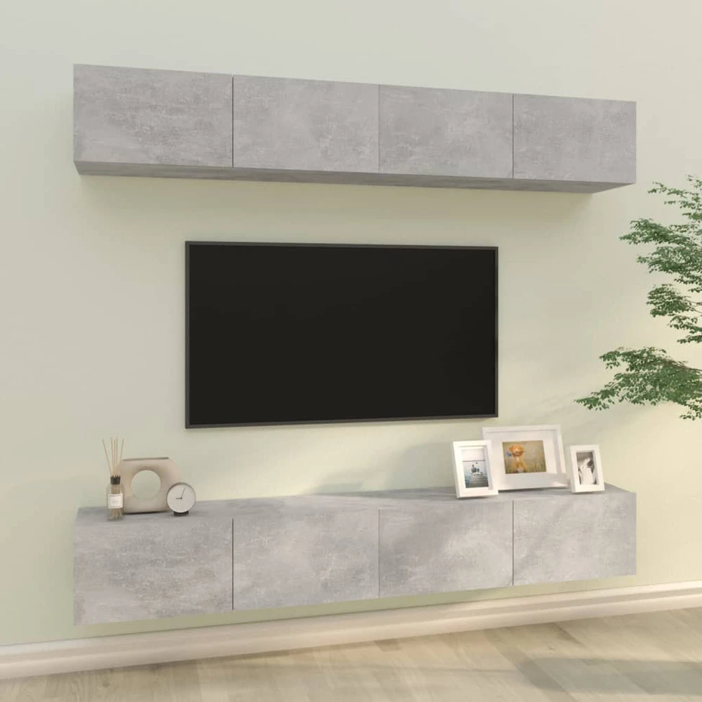TV staliukas Sieninės TV spintelės, 4vnt., betono pilkos, 100x30x30cm
