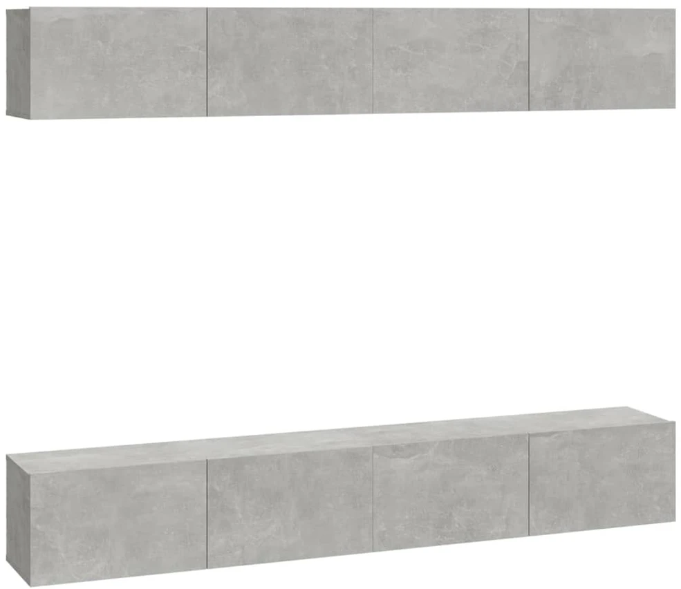 TV staliukas Sieninės TV spintelės, 4vnt., betono pilkos, 100x30x30cm