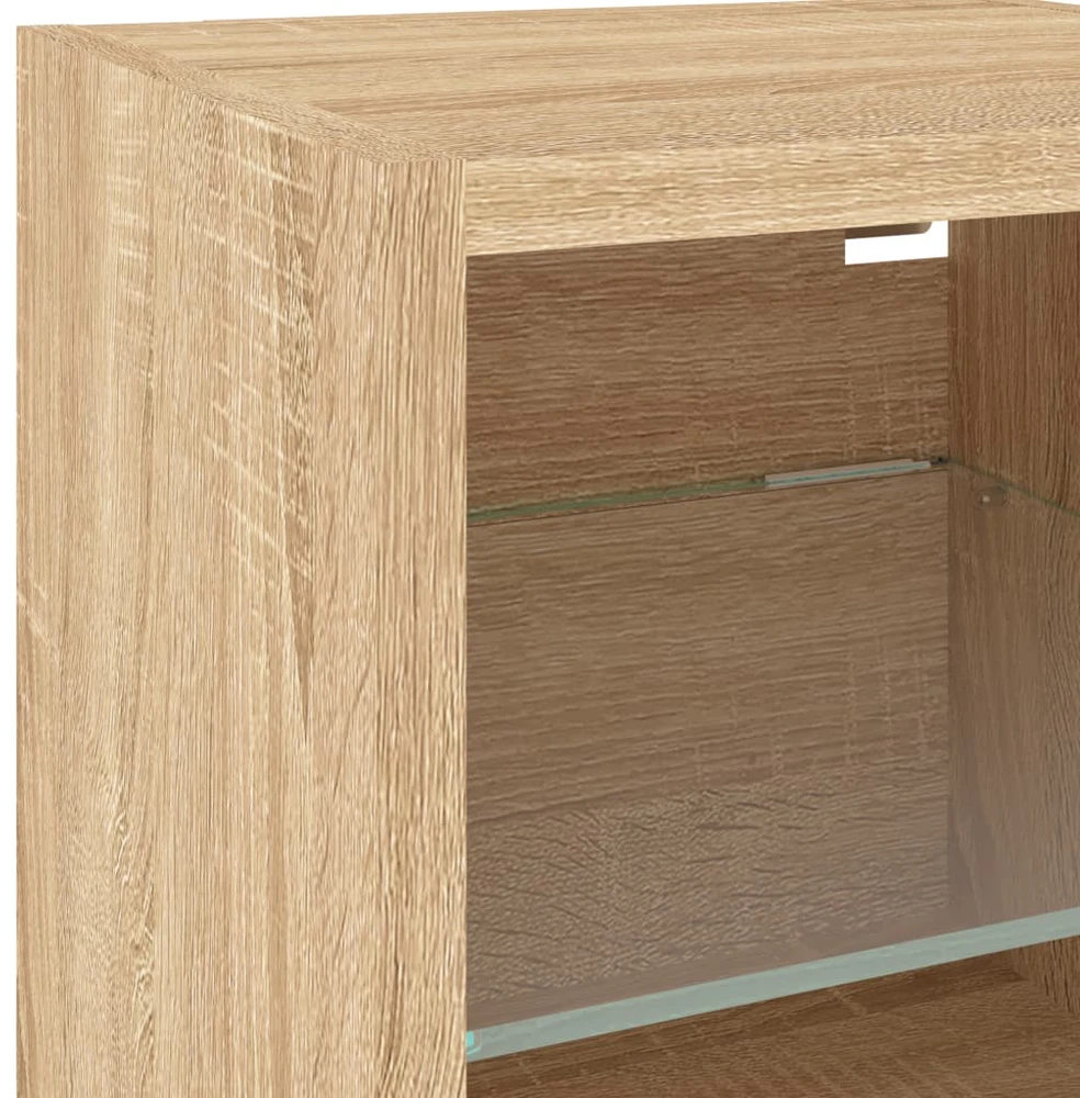 TV staliukas Sieninės TV spintelės su LED, 2vnt., ąžuolo, 30x28,5x30cm