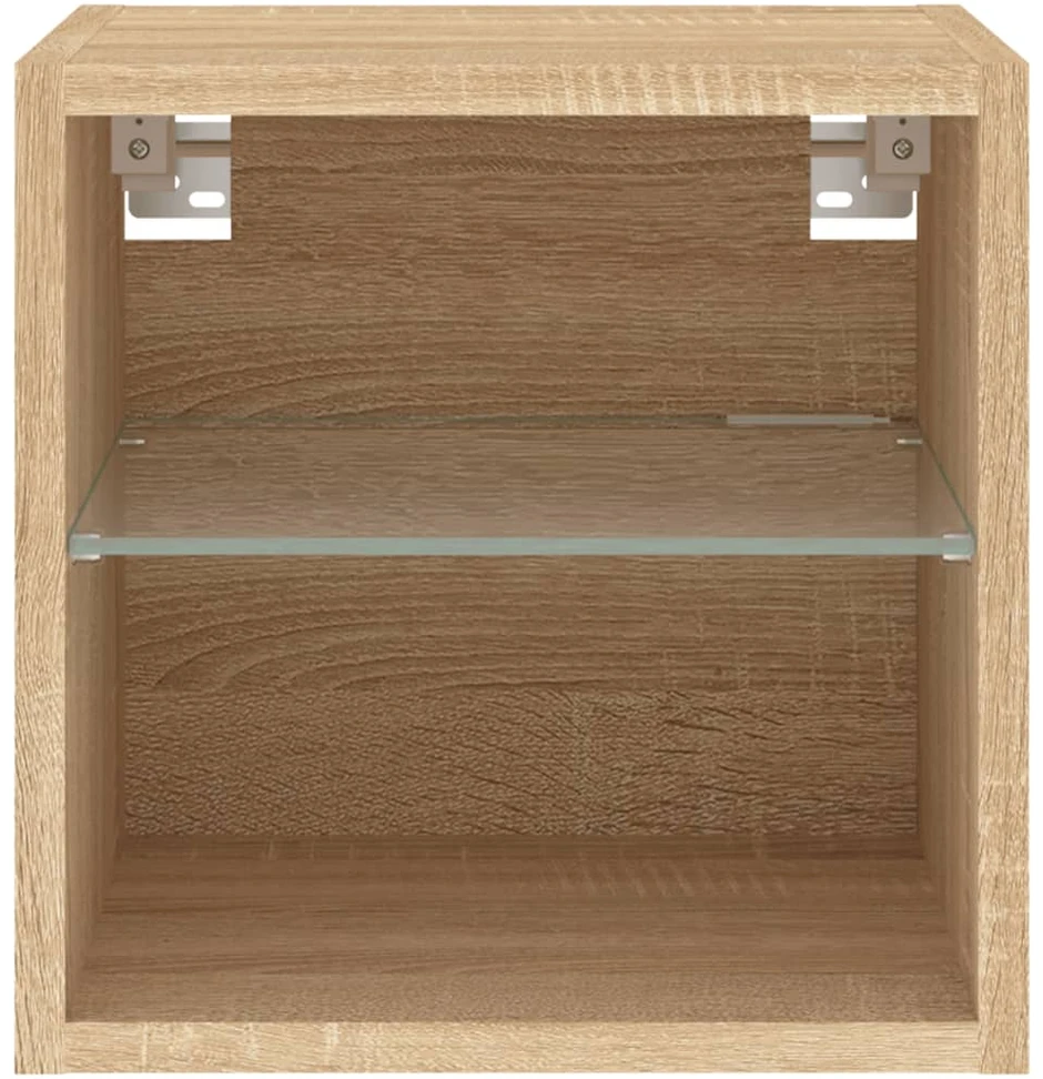 TV staliukas Sieninės TV spintelės su LED, 2vnt., ąžuolo, 30x28,5x30cm