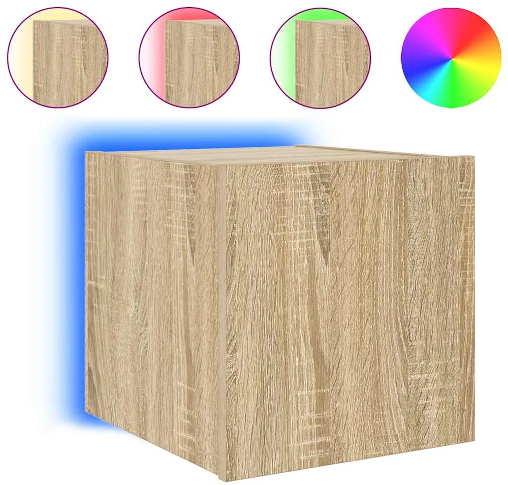 TV staliukas Sieninės TV spintelės su LED, 2vnt., ąžuolo, 30,5x35x30cm
