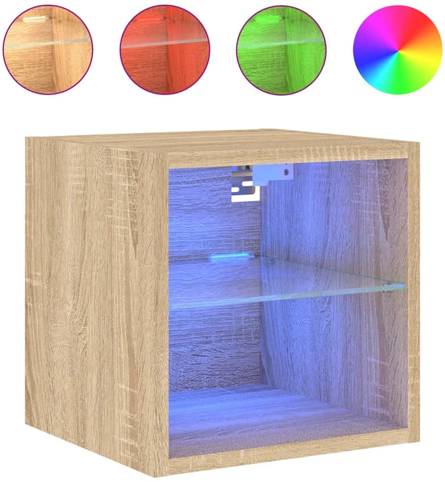 TV staliukas Sieninės TV spintelės su LED, 2vnt., ąžuolo, 30x28,5x30cm