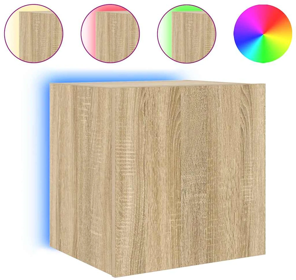 TV staliukas Sieninės TV spintelės su LED, 2vnt., ąžuolo, 40,5x35x40cm