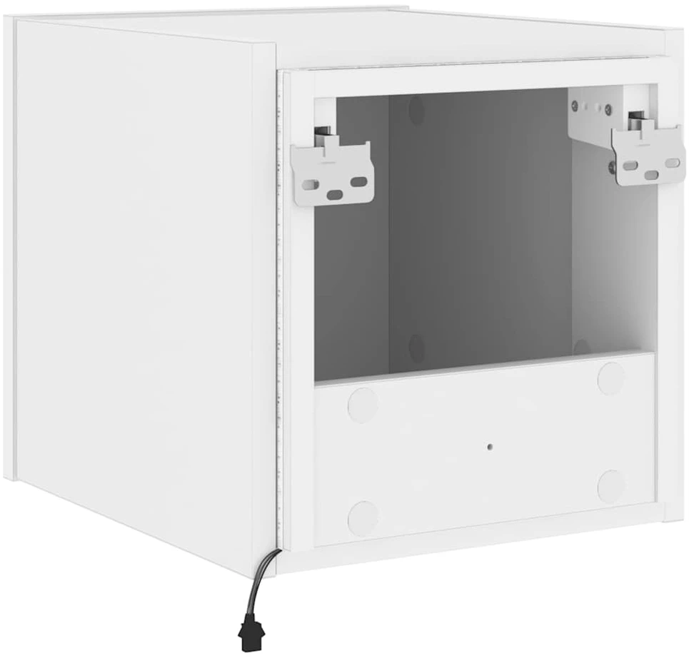 TV staliukas Sieninės TV spintelės su LED, 2vnt., baltos, 30,5x35x30cm