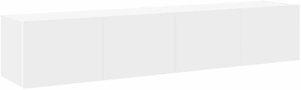 TV staliukas Sieninės TV spintelės su LED, 2vnt., baltos, 80x35x31cm