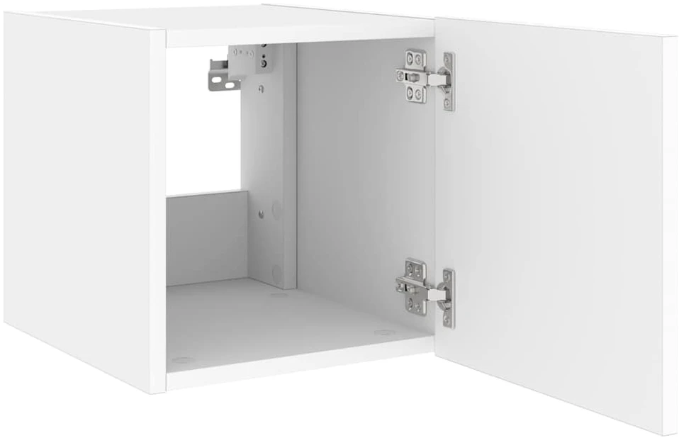 TV staliukas Sieninės TV spintelės su LED, 2vnt., baltos, 30,5x35x30cm