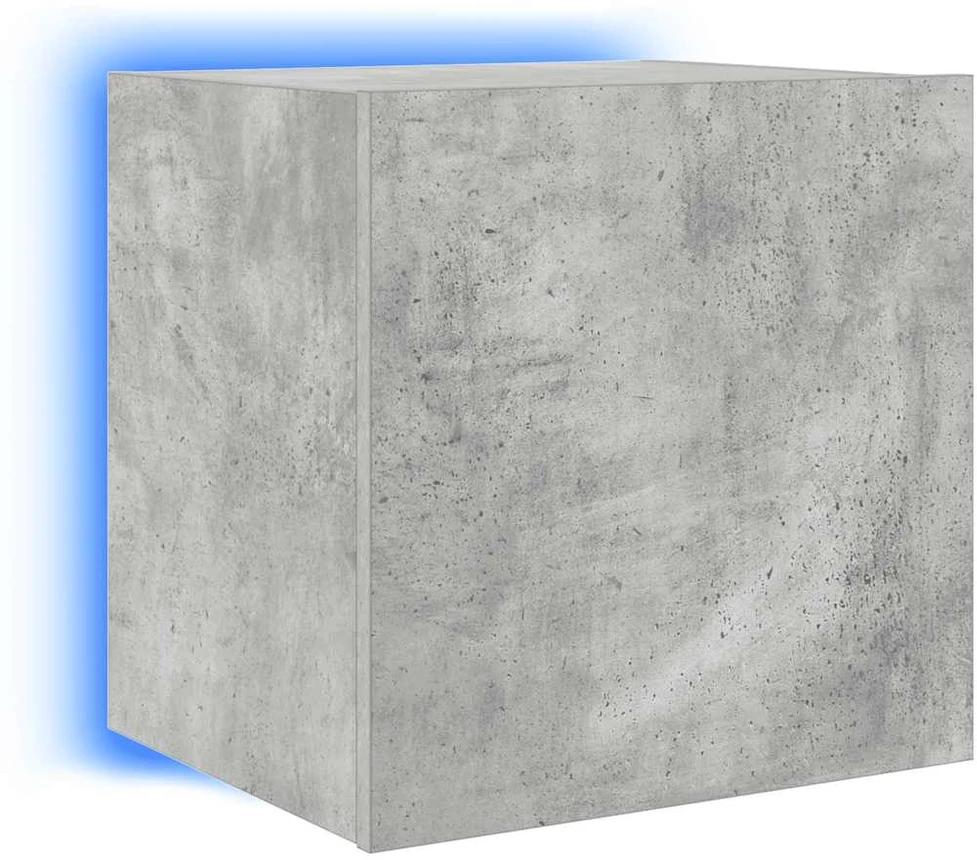 TV staliukas Sieninės TV spintelės su LED, 2vnt., betono, 40,5x35x40cm