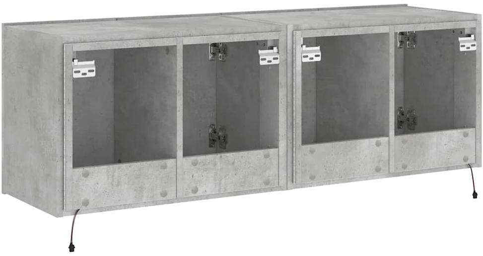TV staliukas Sieninės TV spintelės su LED, 2vnt., betono pilkos, 60x35x41cm