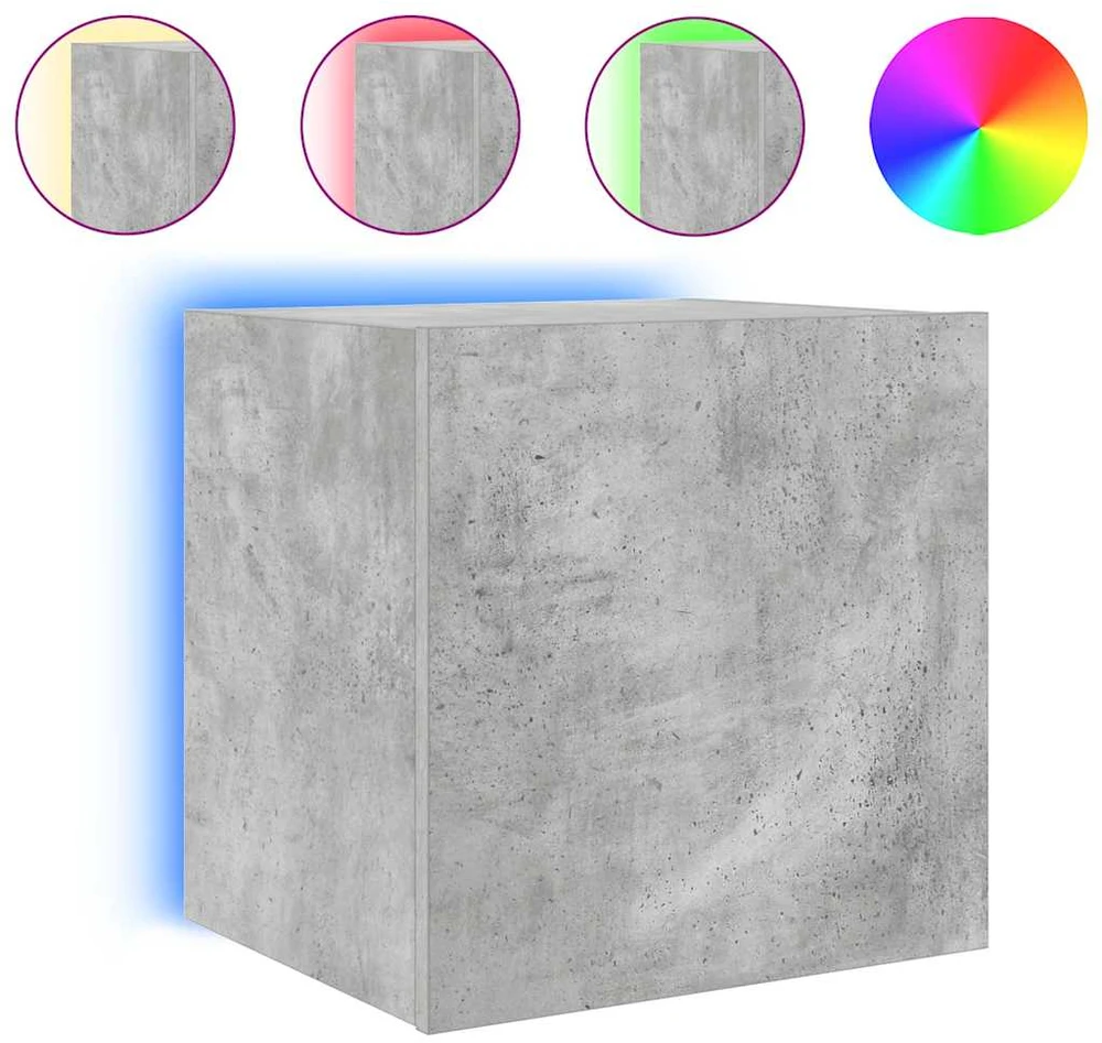 TV staliukas Sieninės TV spintelės su LED, 2vnt., betono, 40,5x35x40cm