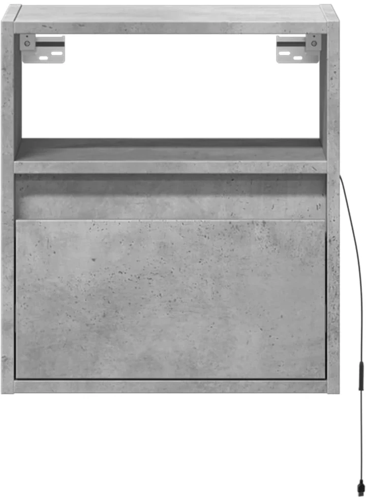 TV staliukas Sieninės TV spintelės su LED, 2vnt., betono pilkos, 41x31x45cm