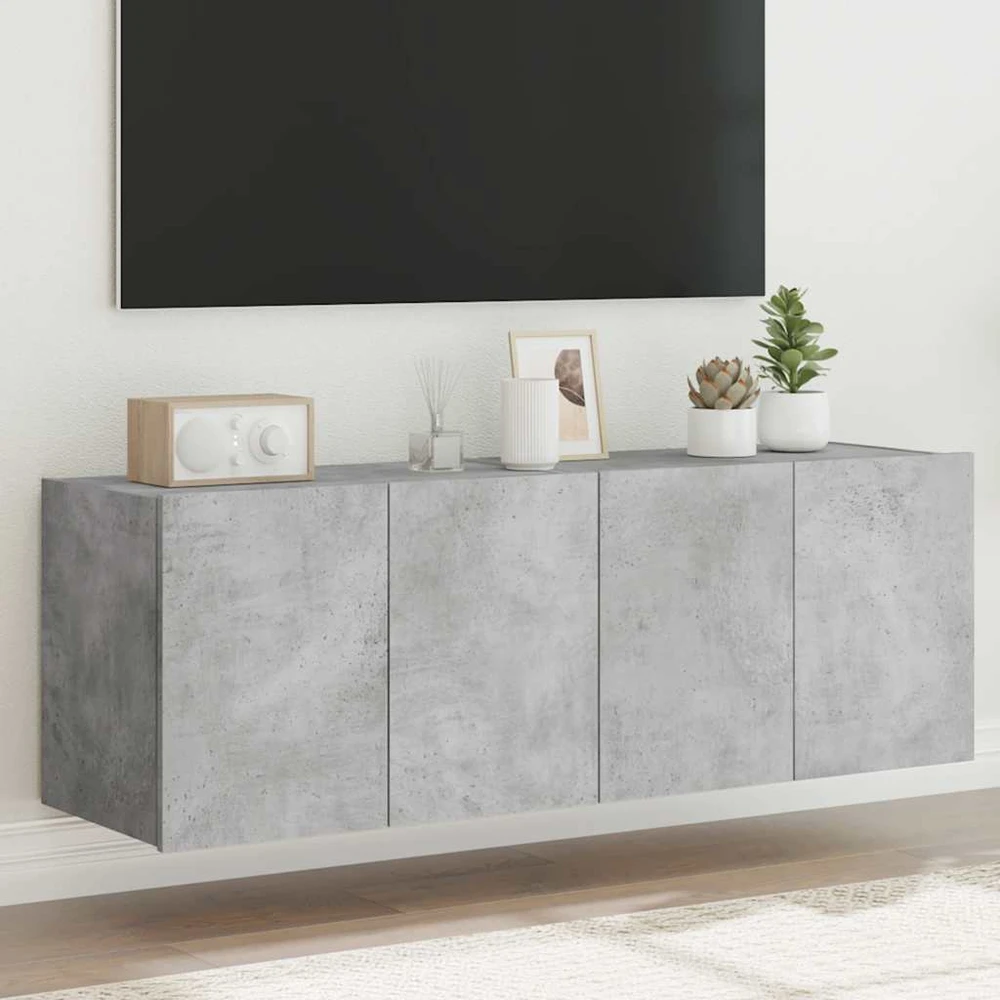 TV staliukas Sieninės TV spintelės su LED, 2vnt., betono pilkos, 60x35x41cm