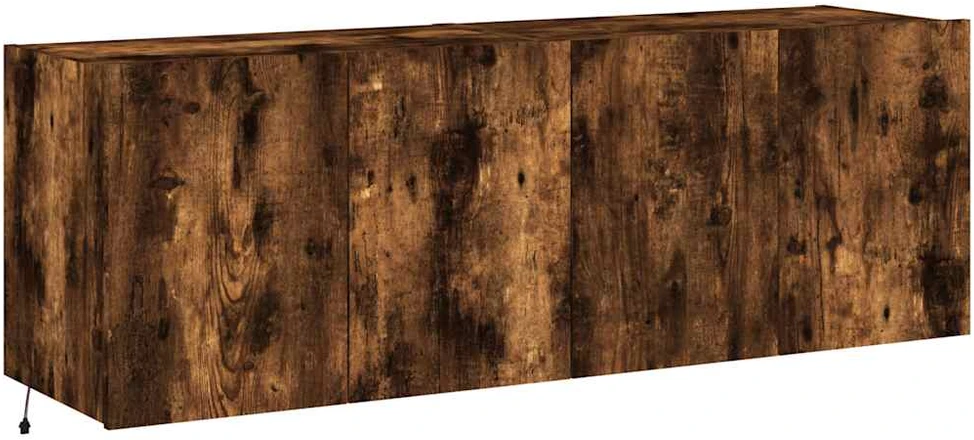 TV staliukas Sieninės TV spintelės su LED, 2vnt., dūminės ąžuolo, 60x35x41cm