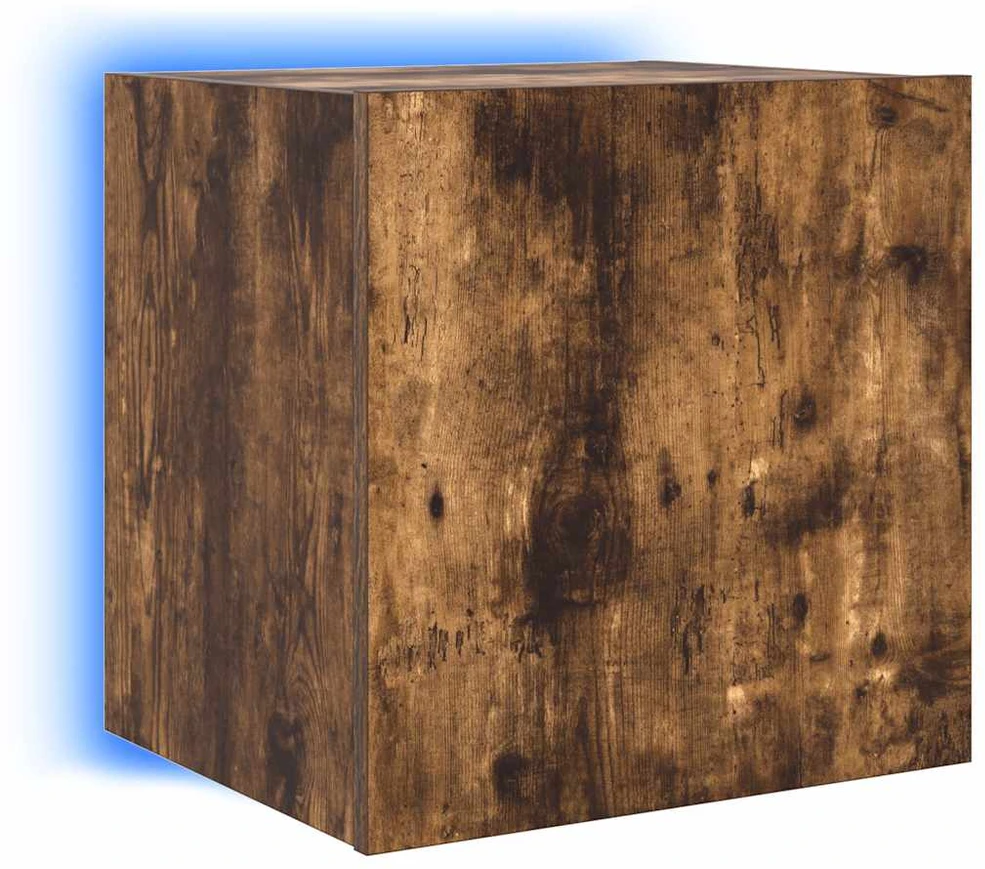 TV staliukas Sieninės TV spintelės su LED, 2vnt., dūminės, 40,5x35x40cm