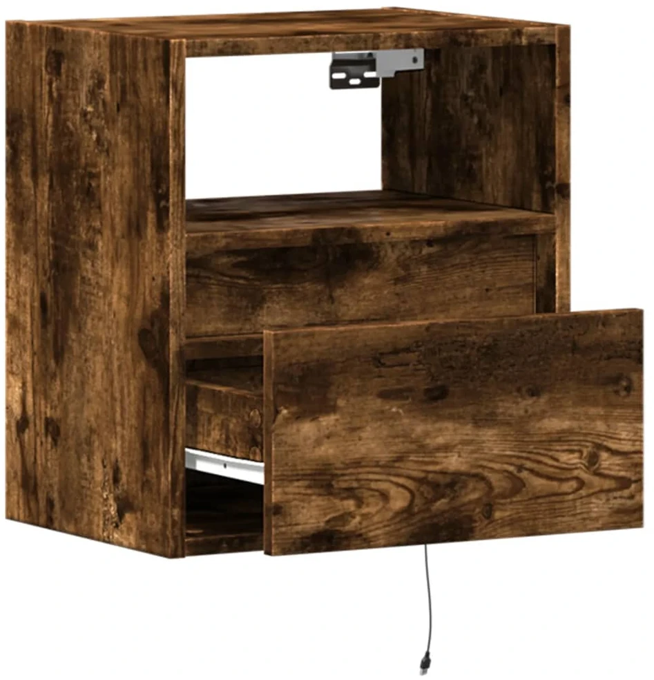 TV staliukas Sieninės TV spintelės su LED, 2vnt., dūminio ąžuolo, 41x31x45cm