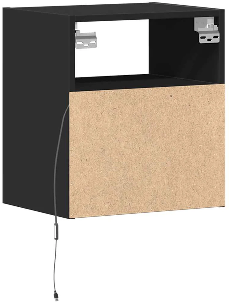 TV staliukas Sieninės TV spintelės su LED, 2vnt., juodos, 41x31x45cm