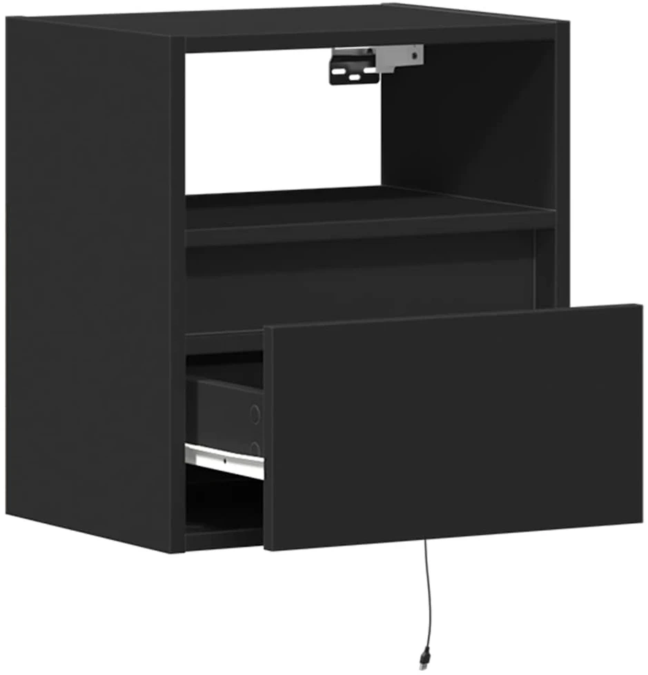 TV staliukas Sieninės TV spintelės su LED, 2vnt., juodos, 41x31x45cm