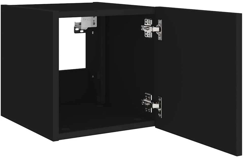 TV staliukas Sieninės TV spintelės su LED, 2vnt., juodos, 30,5x35x30cm