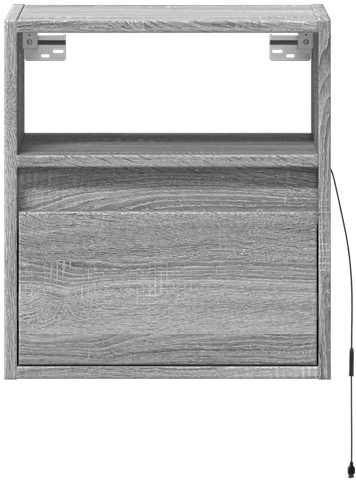 TV staliukas Sieninės TV spintelės su LED, 2vnt., pilkos, 41x31x45cm