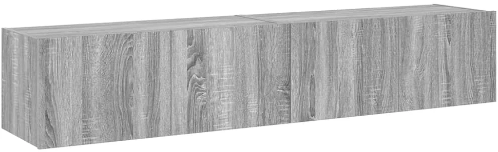TV staliukas Sieninės TV spintelės su LED, 2vnt., pilkos ąžuolo, 80x35x31cm