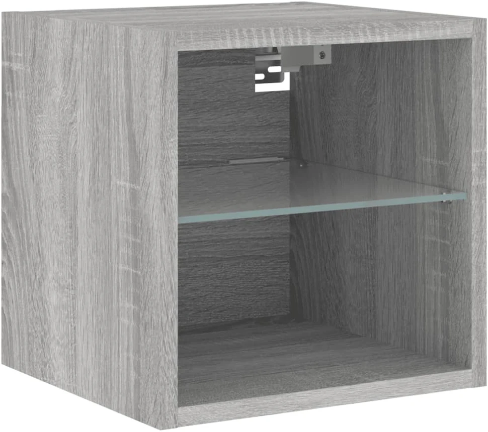 TV staliukas Sieninės TV spintelės su LED, 2vnt., pilkos, 30x28,5x30cm