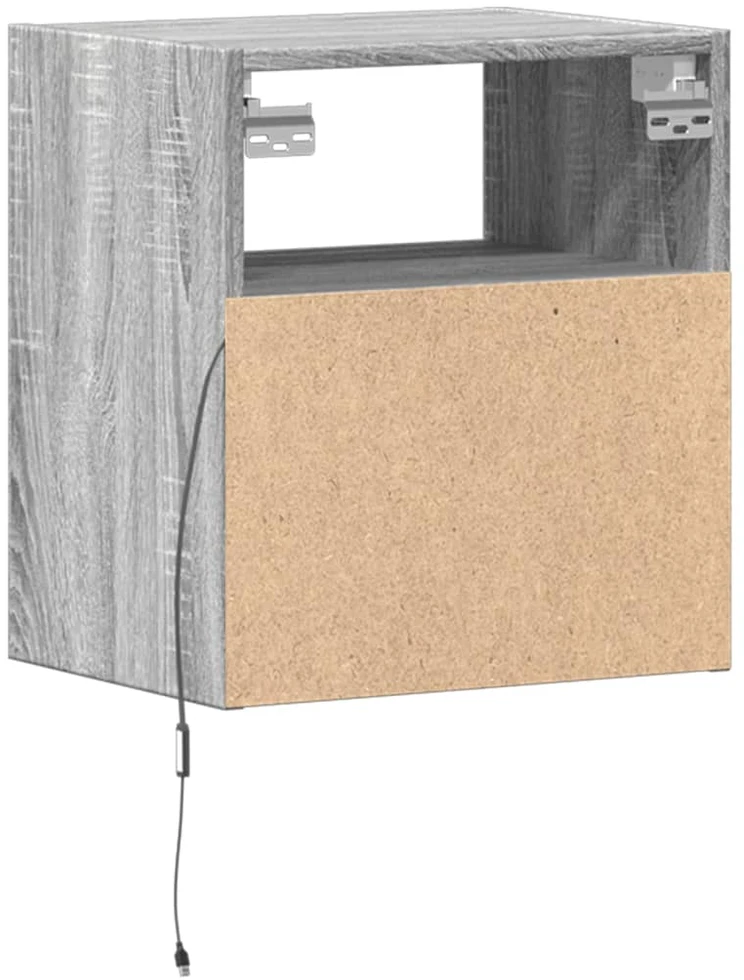 TV staliukas Sieninės TV spintelės su LED, 2vnt., pilkos, 41x31x45cm