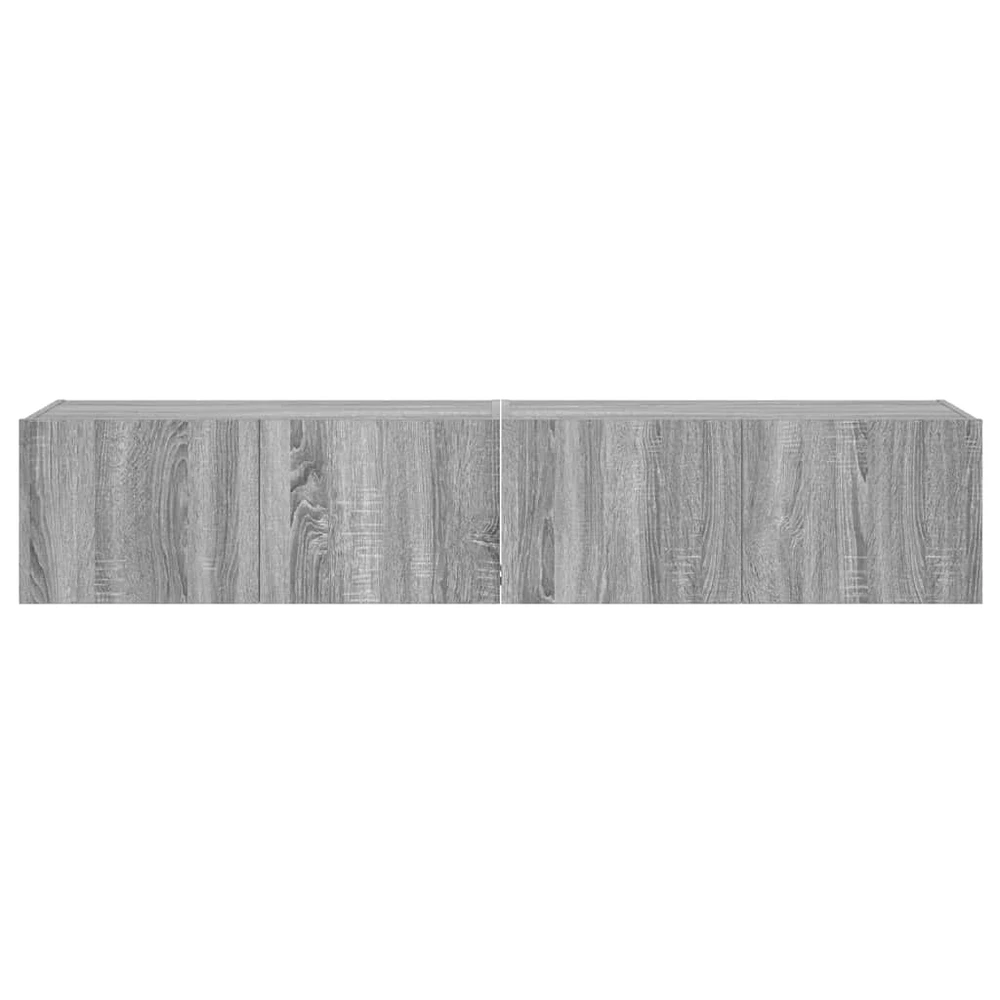 TV staliukas Sieninės TV spintelės su LED, 2vnt., pilkos ąžuolo, 80x35x31cm