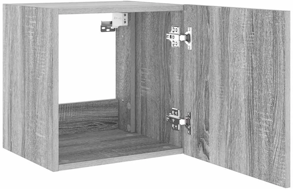 TV staliukas Sieninės TV spintelės su LED, 2vnt., pilkos, 40,5x35x40cm