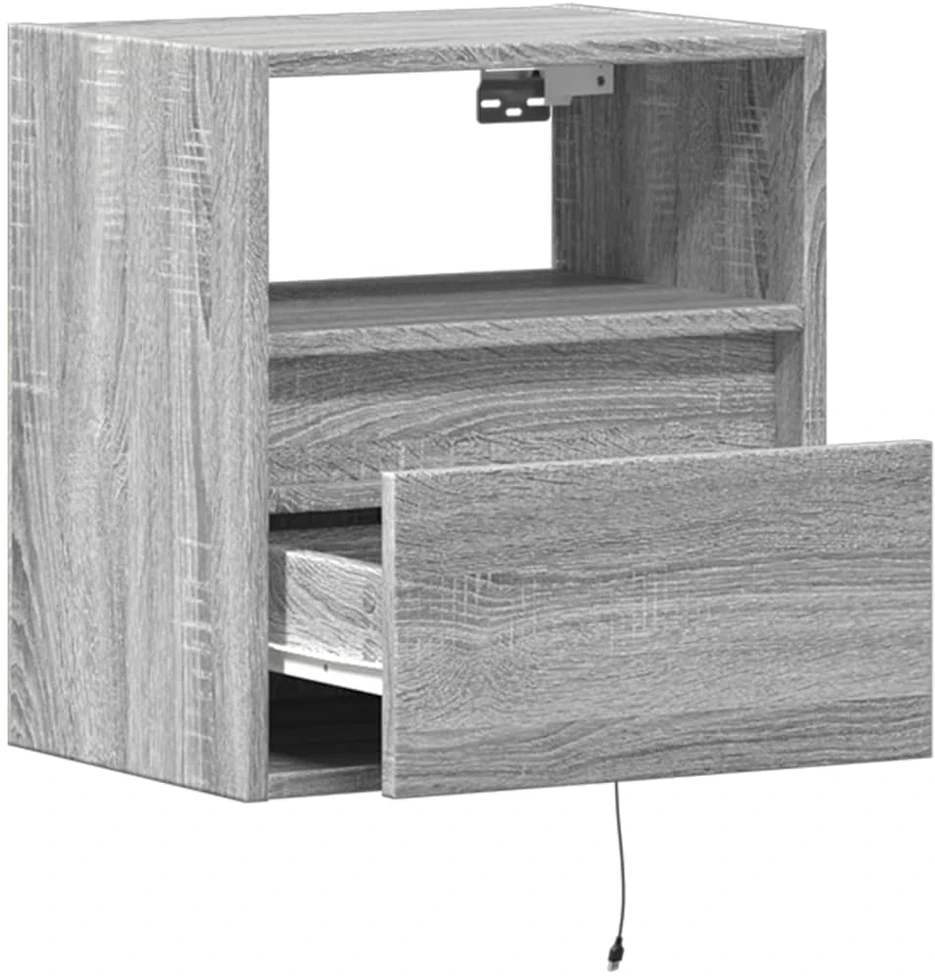 TV staliukas Sieninės TV spintelės su LED, 2vnt., pilkos, 41x31x45cm