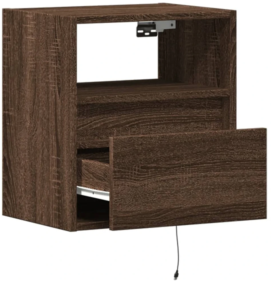 TV staliukas Sieninės TV spintelės su LED, 2vnt., rudos ąžuolo, 41x31x45cm