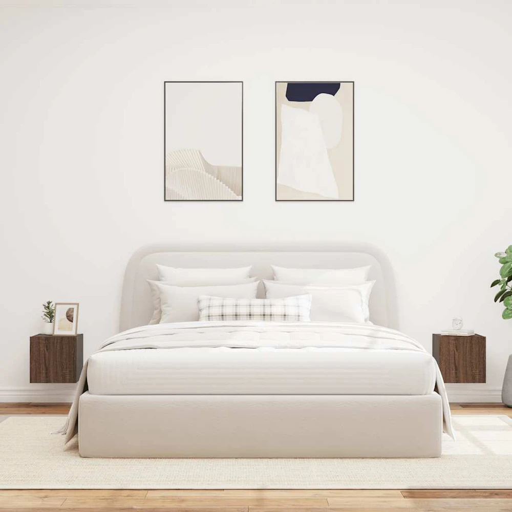 TV staliukas Sieninės TV spintelės su LED, 2vnt., rudos, 30,5x35x30cm