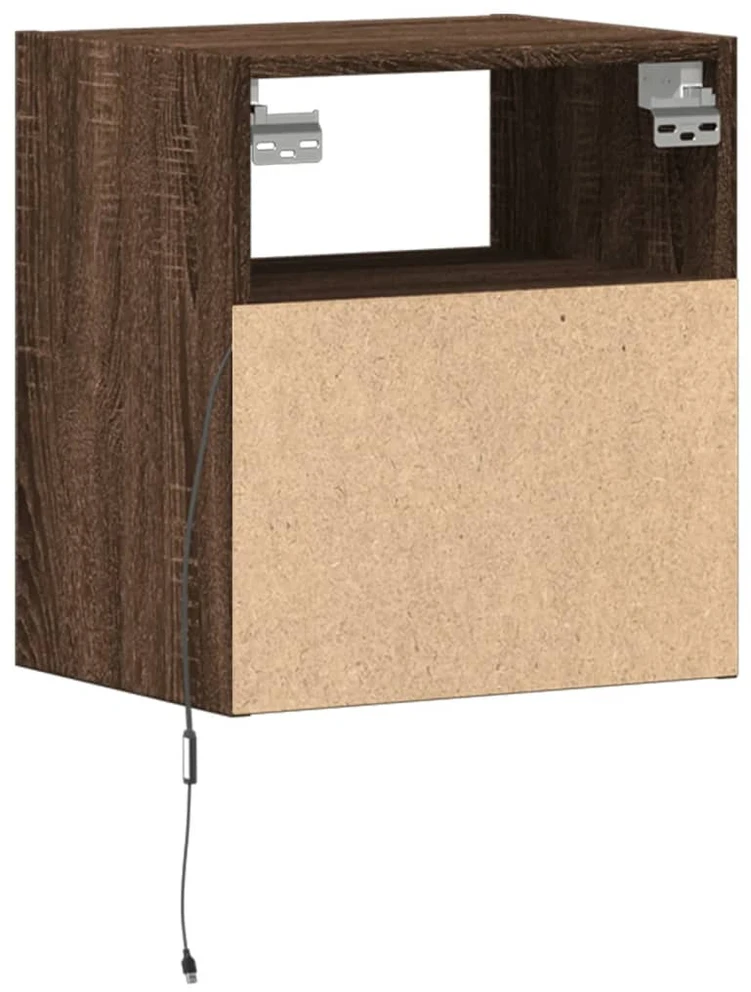 TV staliukas Sieninės TV spintelės su LED, 2vnt., rudos ąžuolo, 41x31x45cm