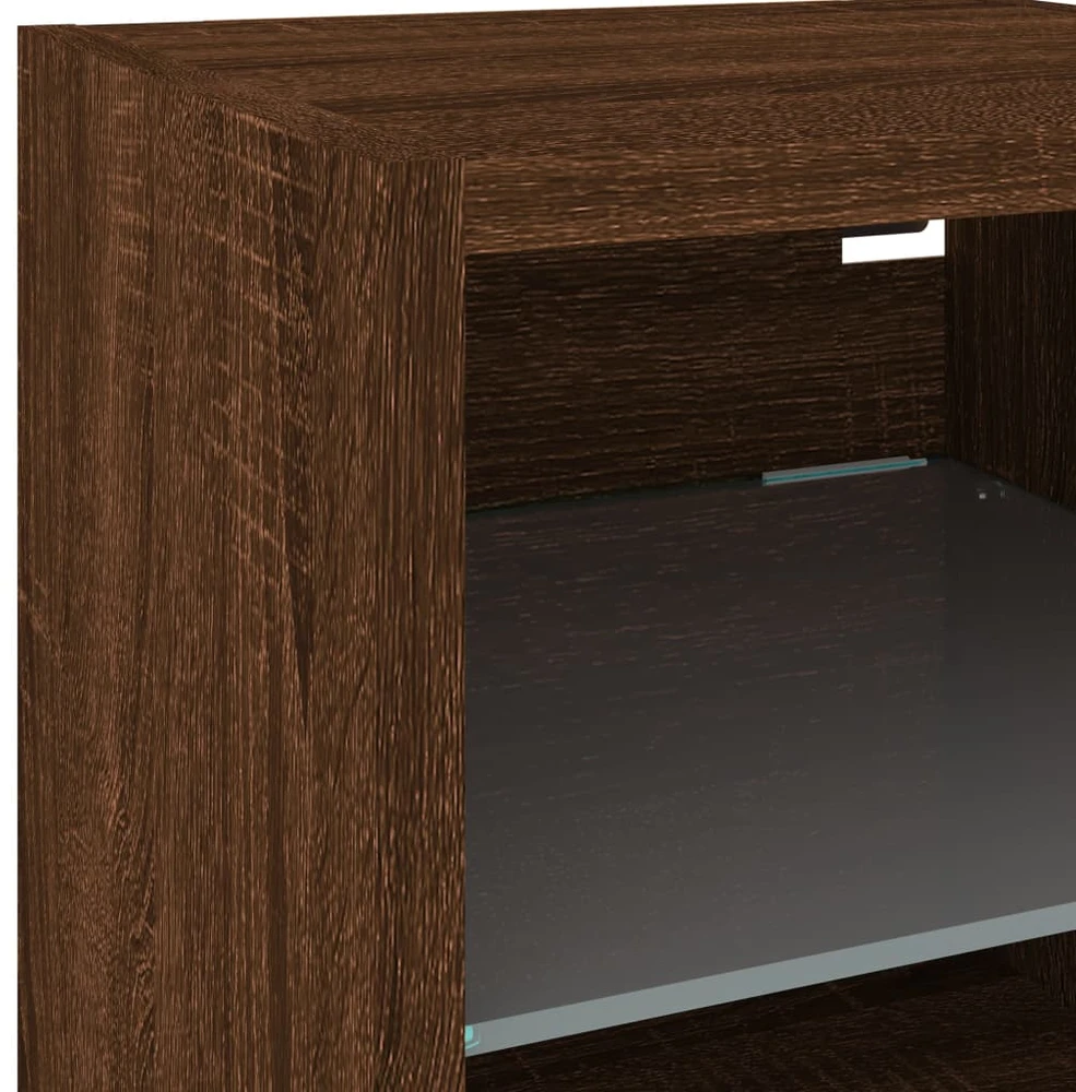 TV staliukas Sieninės TV spintelės su LED, 2vnt., rudos ąžuolo, 30x28,5x30cm